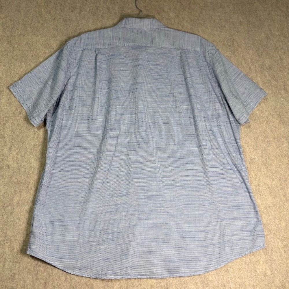 IZOD Saltwater Shirt Mens XL Blue Cotton Striped Short Sleeve Casual Coastal XL - Picture 2 of 8